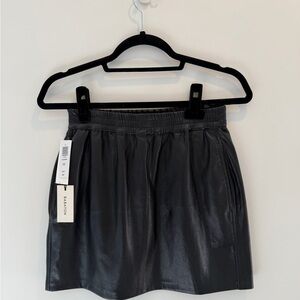 Babaton Black Faux Leather Mini Skirt